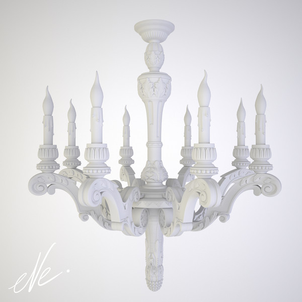 restoration french baroque wood 3d max - French Baroque Wood Chandelier Large... by eve.happy